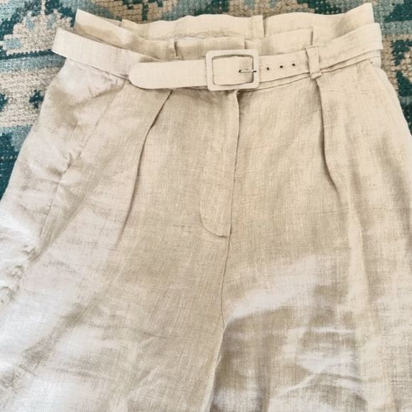 & other stories Linen belted pants, pale beige, size 6 - Picture 3 of 9